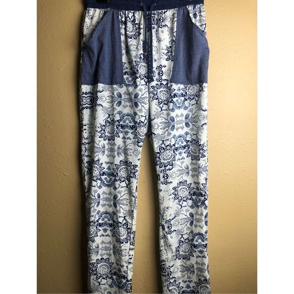 MNG by Mango Suite High Waisted Elastic Pull On Lounge Floral printed pants size - Picture 2 of 14